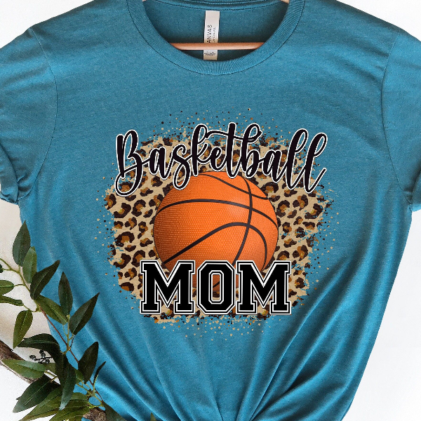 Basketball Mom Shirt – Leopard Game Day Mom Tee, Perfect Gift for Basketball Moms