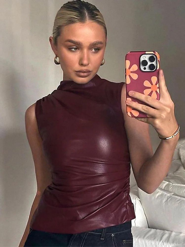 Y2K Vintage Asymmetrical Crop Tank Top – High Waist Skinny Sleeveless Vest