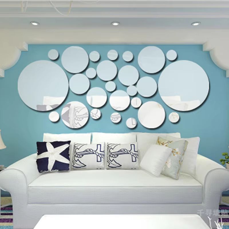 26 Pcs 3D Acrylic Mirror Wall Sticker – Round Self Adhesive Decal for Bedroom Bathroom & TV Background