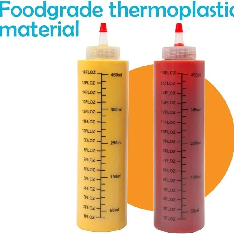 Plastic Squeeze Bottle With Needle Nose Scale For Kitchen Sauce And Oil