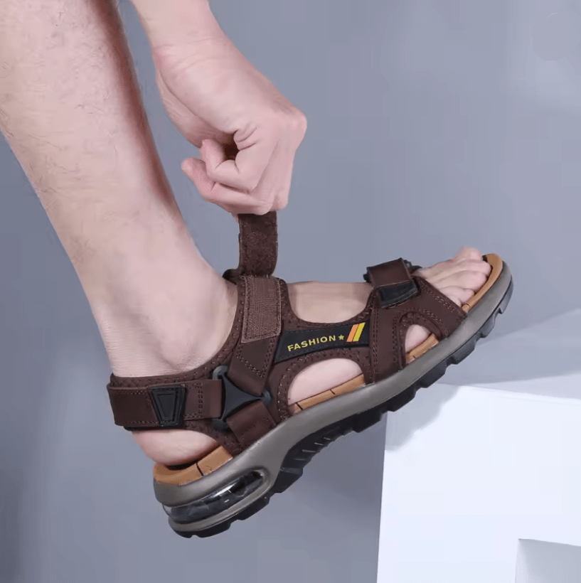 Mens Leather Sandals Comfortable Summer Roman Beach Shoes