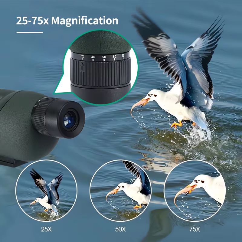 25-75x60 Zoom Spotting Scope Monocular with BAK4 Prism and ED Lens