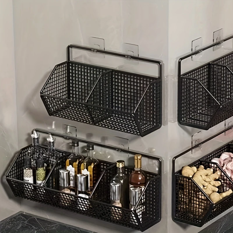 Wall Mounted Kitchen Storage Basket – Durable Wire Rack for Vegetables and Fruits Organization