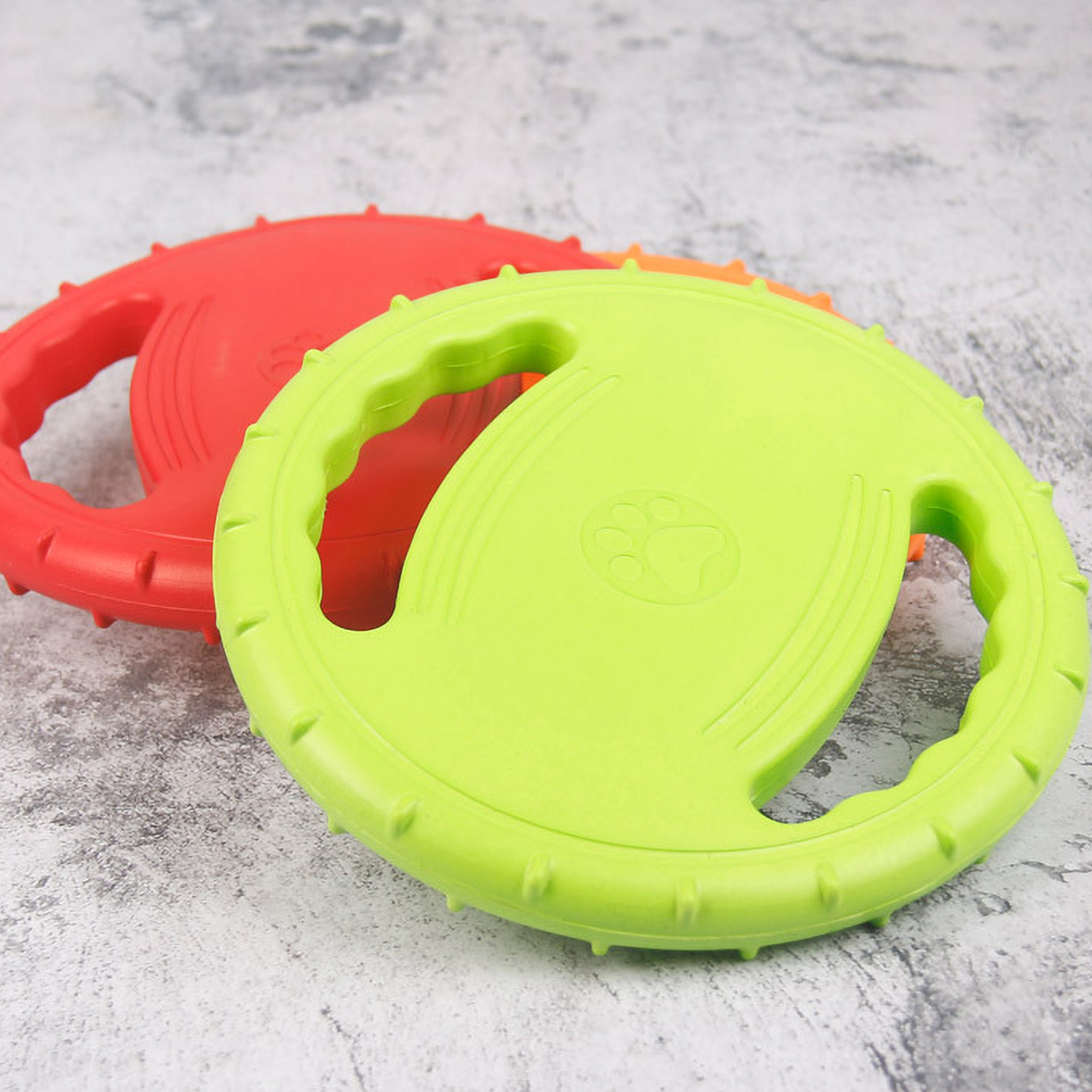 Dog Flying Disc with Double Handles Durable Toy for Dog Training and Outdoor Fun