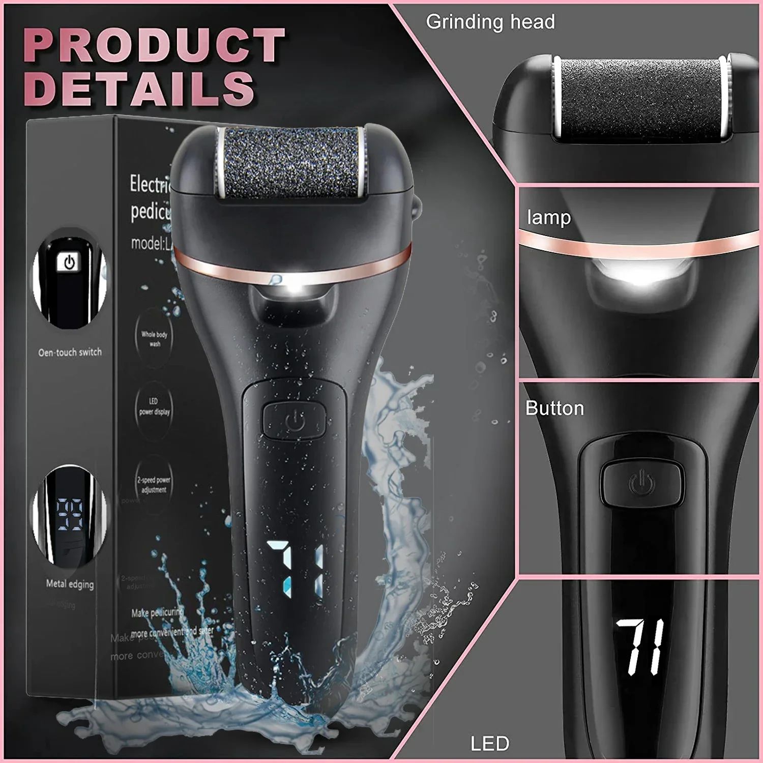 Rechargeable Electric Foot File Callus Remover – Powerful Heel Grinder for Dead Skin & Cracked Heels