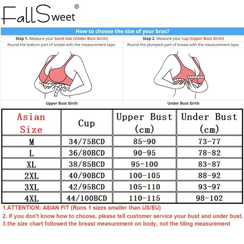 FallSweet 3 Pack Lace Push Up Bra Wireless Deep V Bralette Set L to 5XL