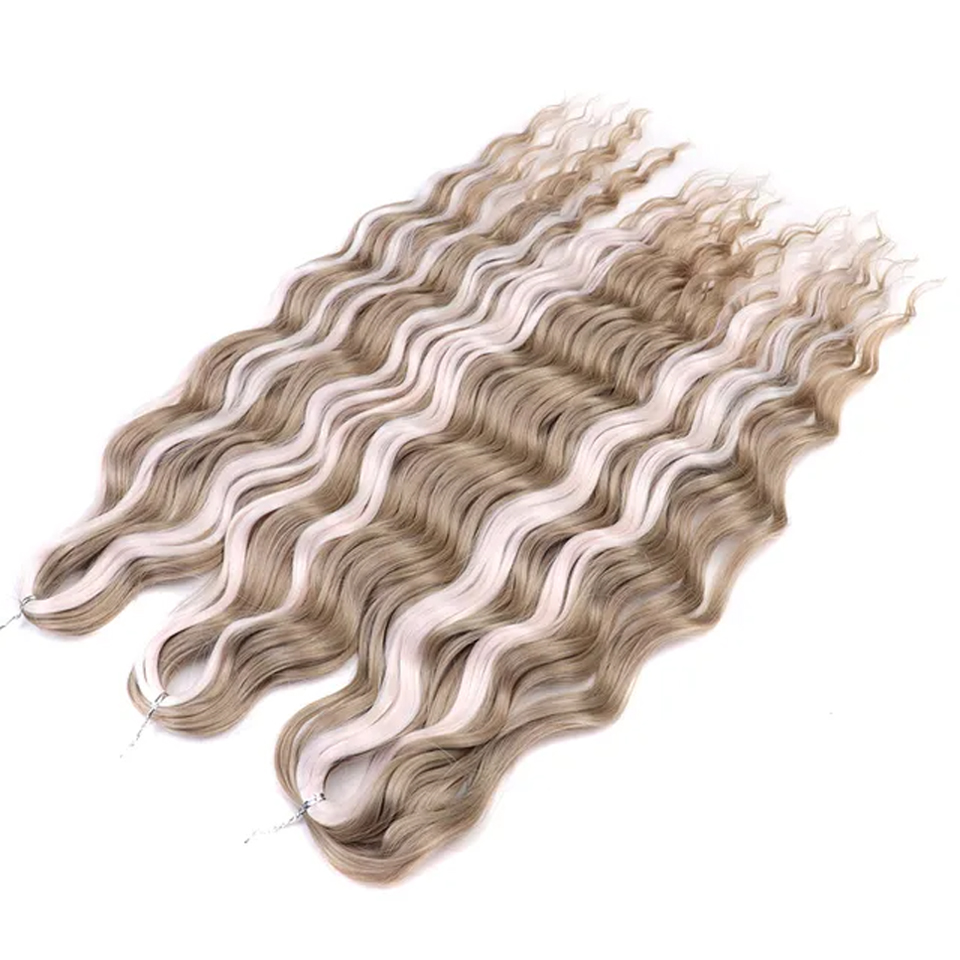 Noble Hair Synthetic Loose Deep Wave Braiding Hair Extensions Ombre Blonde Twist Crochet Curly Water Wave Braid