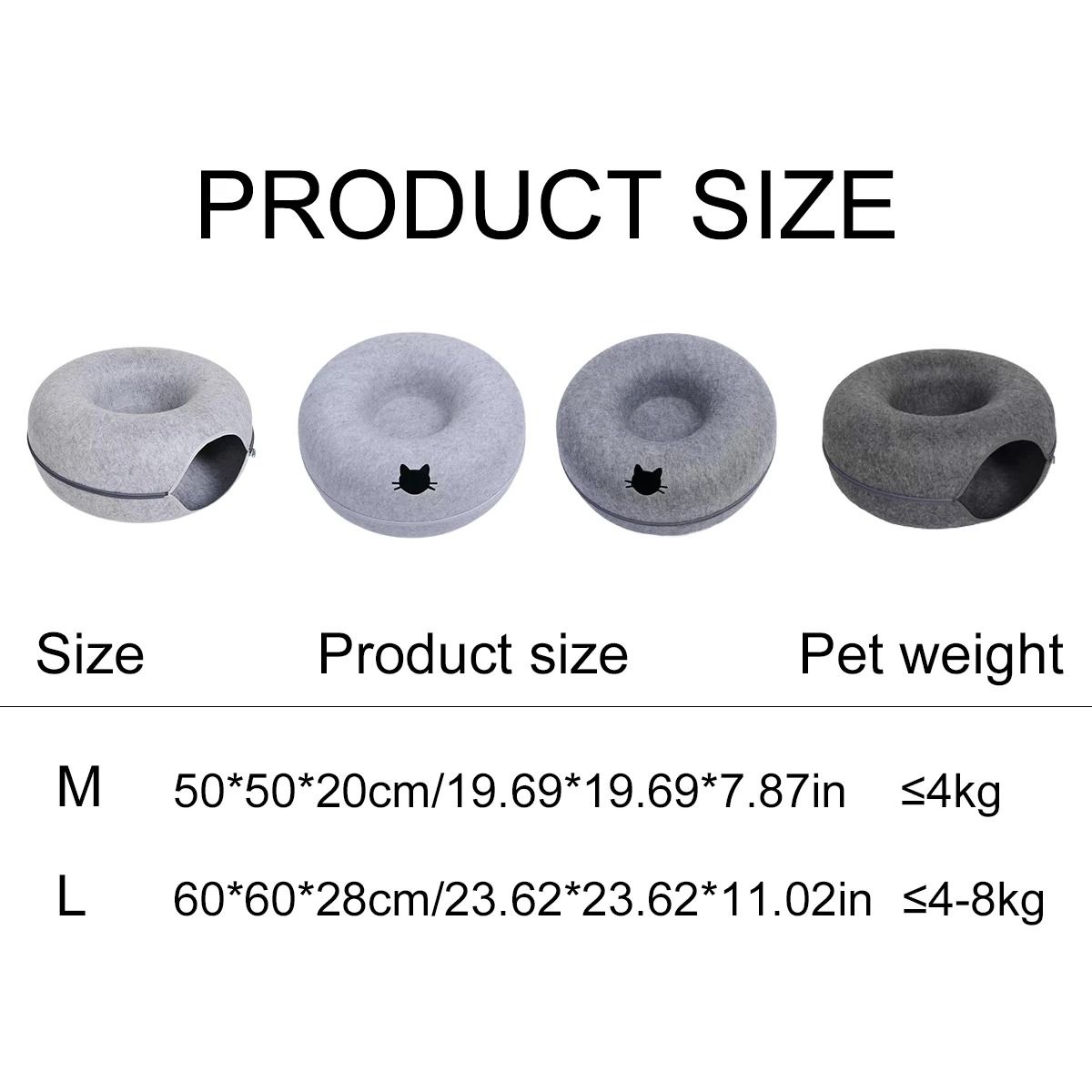 Felt Donut Cat Tunnel Bed with Breather Hole and Interactive Play Hideout