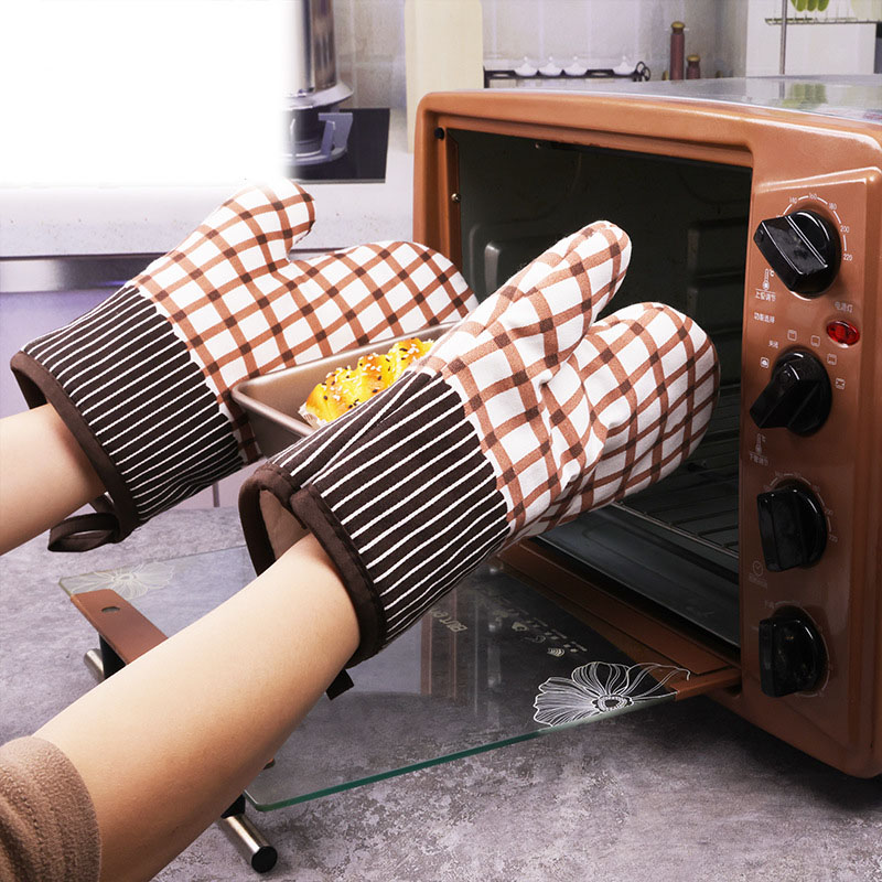 Household Thickened Heat Insulation Gloves, Baking, High Temperature Resistant, Kitchen Oven Microwave Gloves