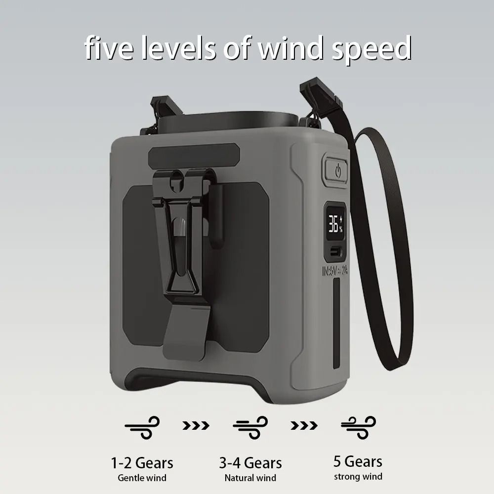 10000mAh Waist Fan 5 Speeds with Light Wearable Neck Fan