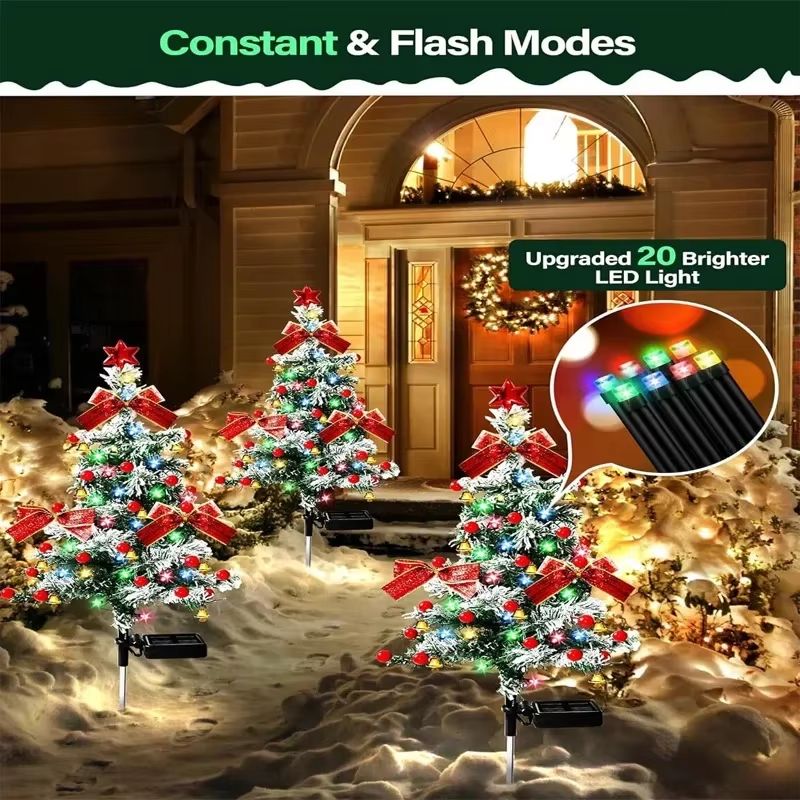 Solar LED Christmas Tree Garden Light Waterproof Outdoor Festive Decor