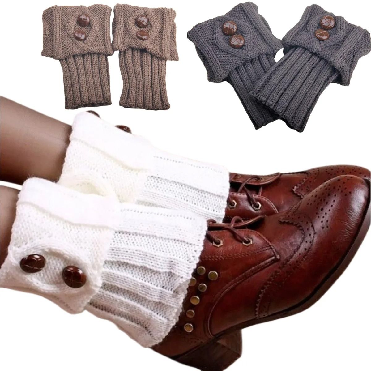 Short Rhombus Geometric Knit Boot Cuffs