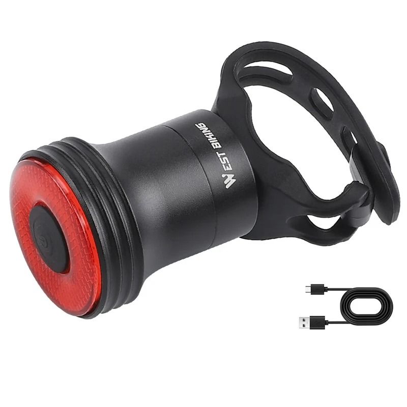 Smart Bike Tail Light Waterproof USB Rechargeable Rear Cycling Light