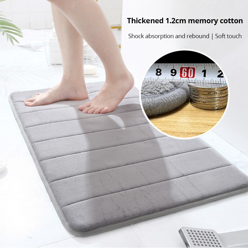 Bathroom Anti-Skid Memory Cotton Mat – Quick Water Absorption & Soft Toilet Mat for Comfort