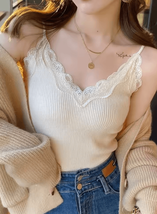 lace crop camisole Y2K lace tank top summer sleeveless crop top