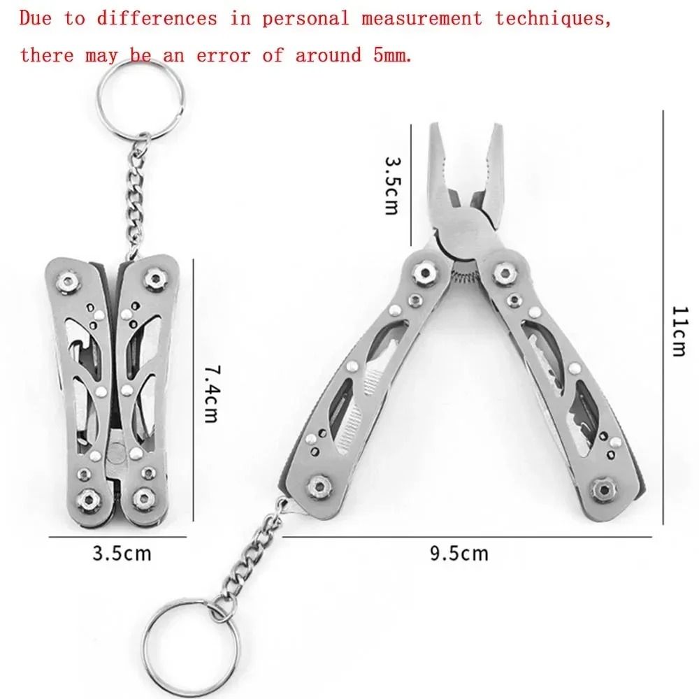 Compact Stainless Steel Folding Multitool Pliers with Keychain