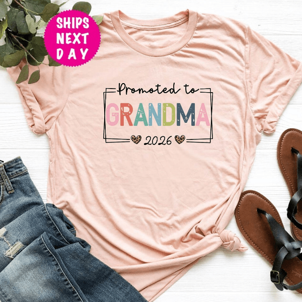 Promoted To Grandma Shirt Pregnancy Reveal Gift Tee
