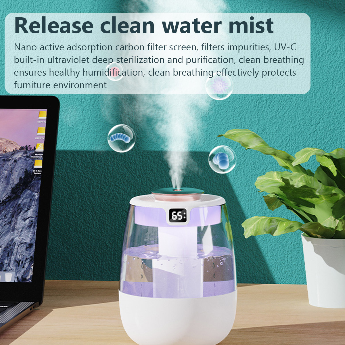 Air Humidifier with Double Spray Port, Cool Mist Aroma Diffuser, Essential Oil Humidificador & Fragrance Purifier