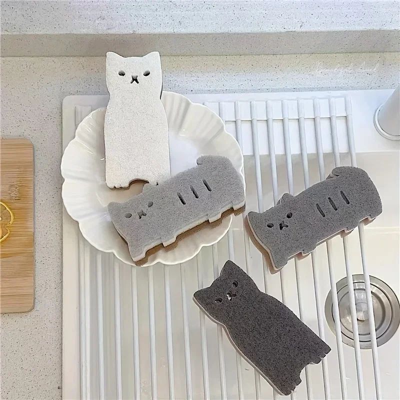 Cute Cat Kitchen Sponge Set – Thick Durable Dishwashing & Cleaning Sponges (4-Piece)