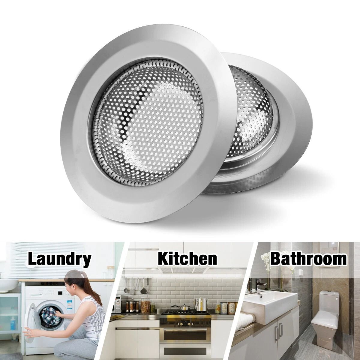 Kitchen Sink Strainer Stopper Stainless Steel Drain Basket Waste Plug