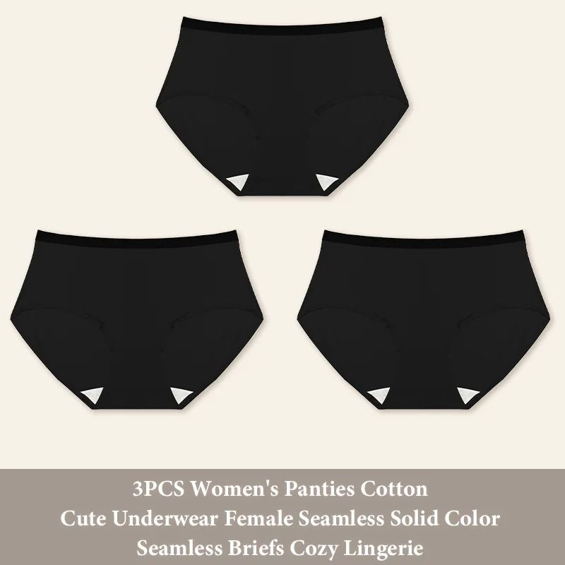 Women Seamless Cotton Brief Panties 3 Piece Set