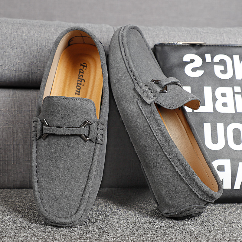 High Quality Suede Slip on Men Loafers, Genuine Leather Casual Shoes, Soft Non Slip Driving Flats