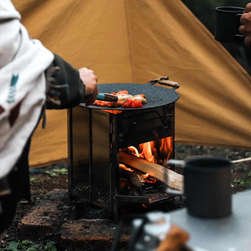 Portable Stove Foldable Wood Burning Camp Stove for Outdoor Cooking Hiking Survival