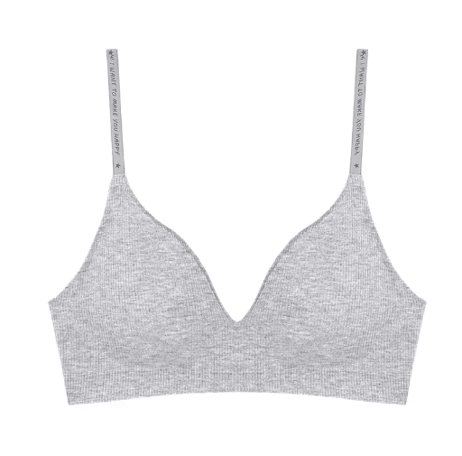 FINETOO Deep V Wireless Padded Bralette with Trendy Stripe Knit