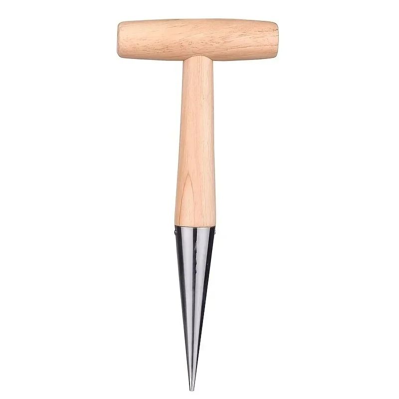 Heavy-Duty Stainless Steel T-Handle Garden Dibber and Seed Hole Puncher
