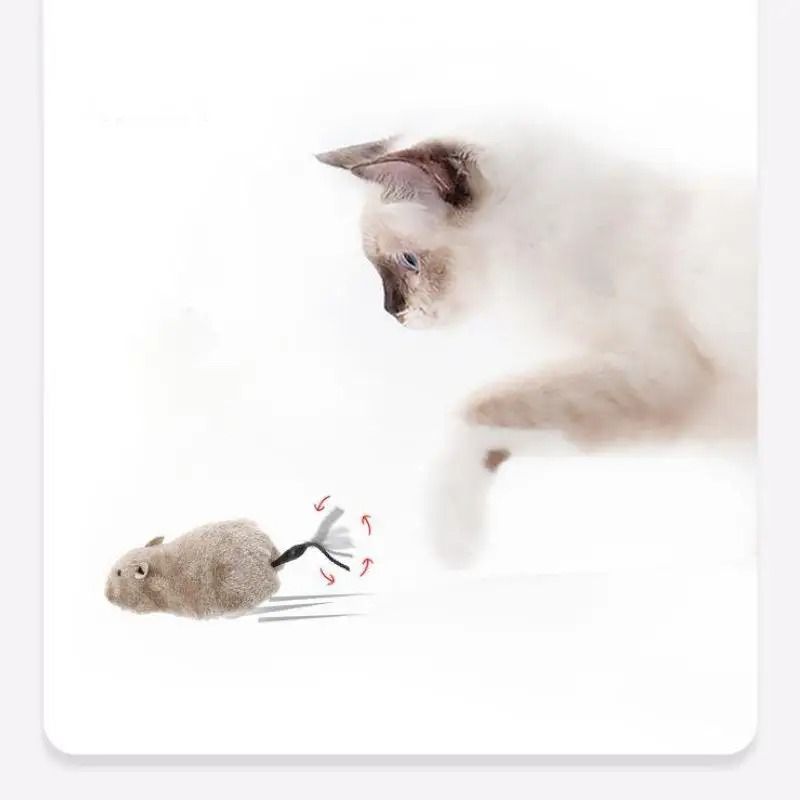 Wind Up Plush Mouse Toy Lifelike Running Pet Toy For Cats And Dogs Random Color