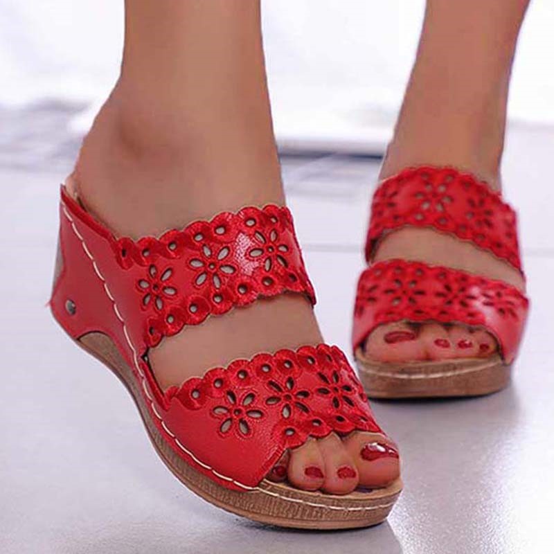Stylish Summer Women Shoes Sandals, Non-Slip Slip On Wedge Sandals, Retro Ladies Footwear & Casual Women Slippers