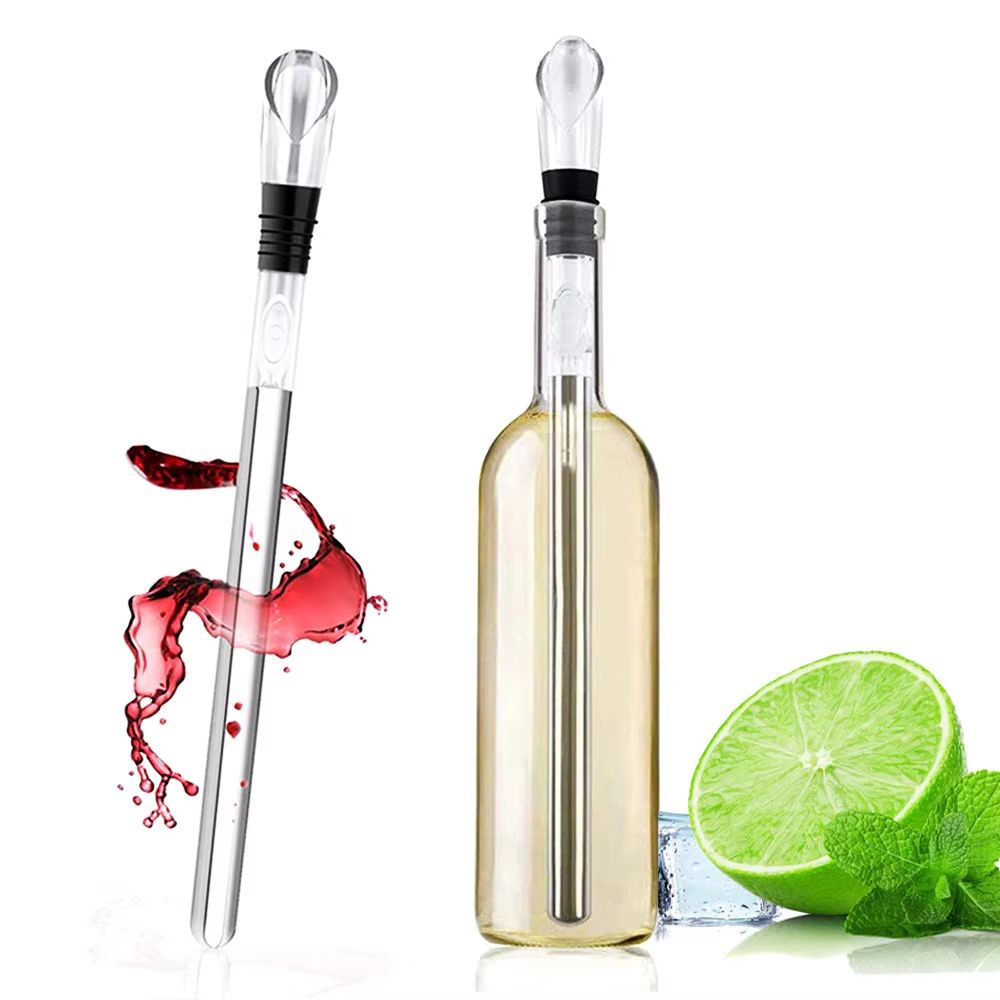 ChillPro Stainless Steel Ice Wine Chiller with Rapid Iceless Wine Cooler Stick