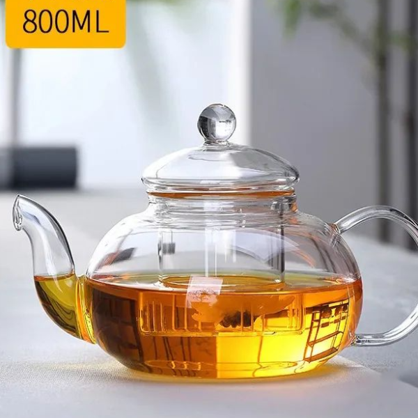 High Quality Heat Resistant Glass Tea Pot Practical Bottle Flower Tea Cup Glass Teapot with Infuser Tea Leaf Herbal