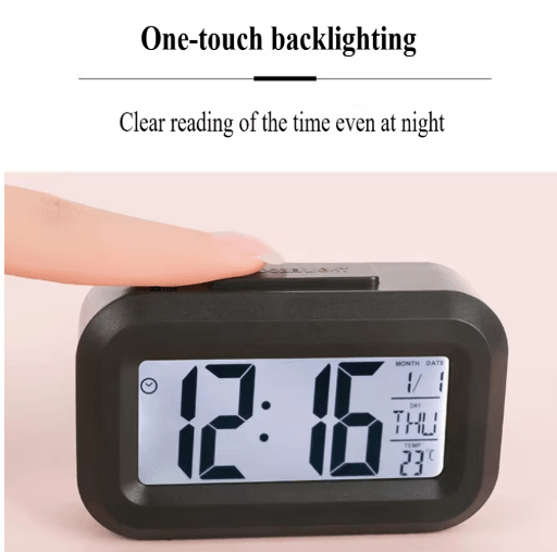 Digital Alarm Clock – LED Desk Clock with Snooze, Backlight & Calendar Display