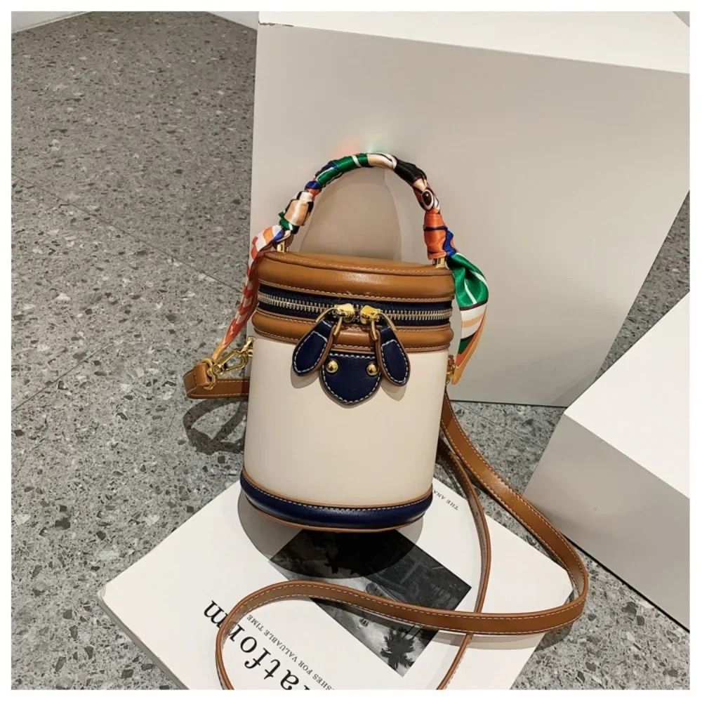 Exquisite Cylinder PU Leather Bucket Bag