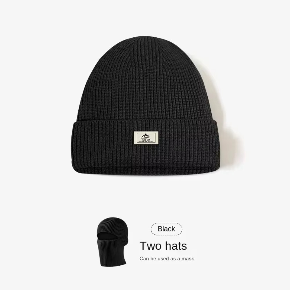 Knitted Thicken Winter 2-in-1 Mask Beanies Hat, Ski Balaclava Full Face Mask, Thermal Windproof Coldproof Running Hat