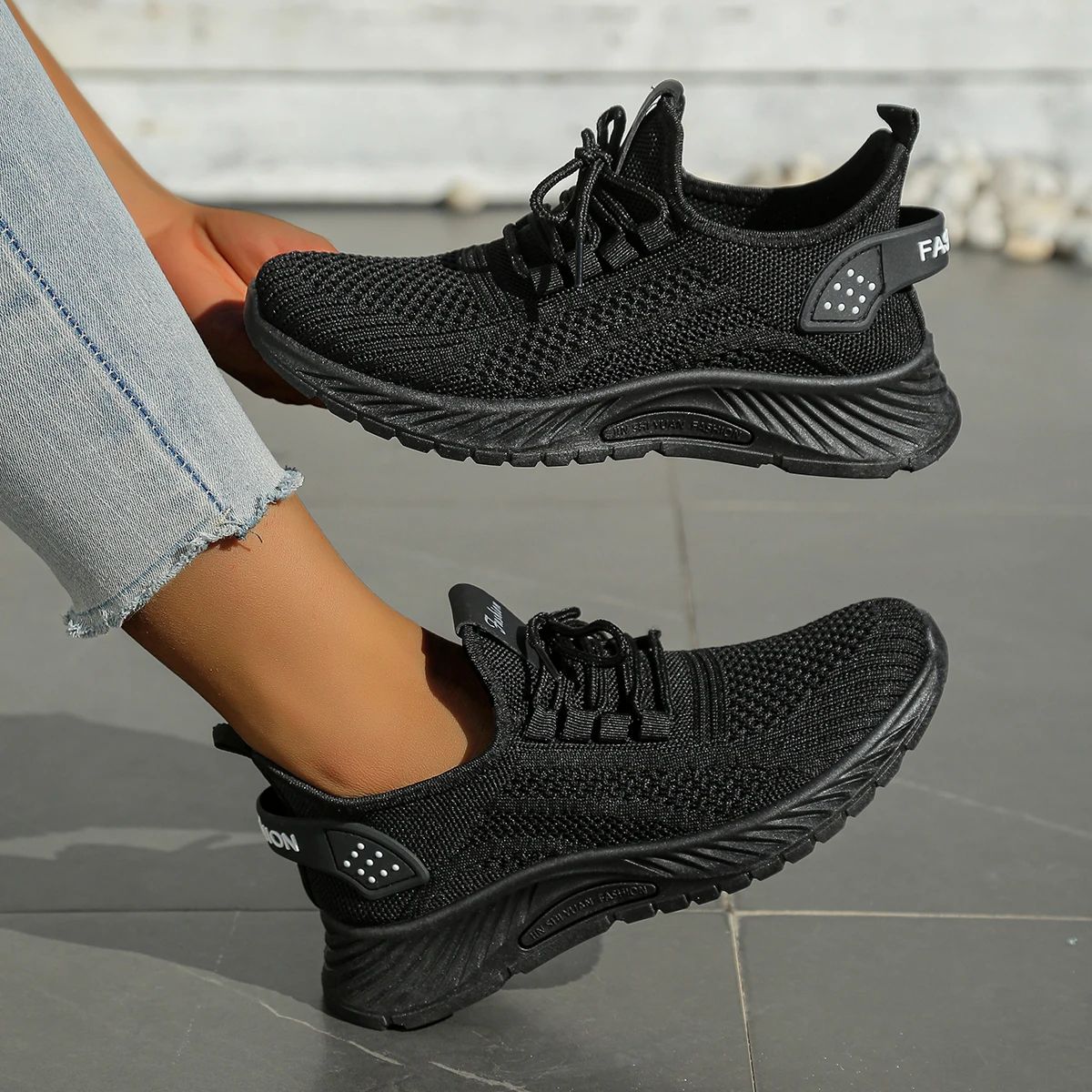 Fall KnitStride Womens Casual Sneakers - Breathable Everyday Walking Shoes