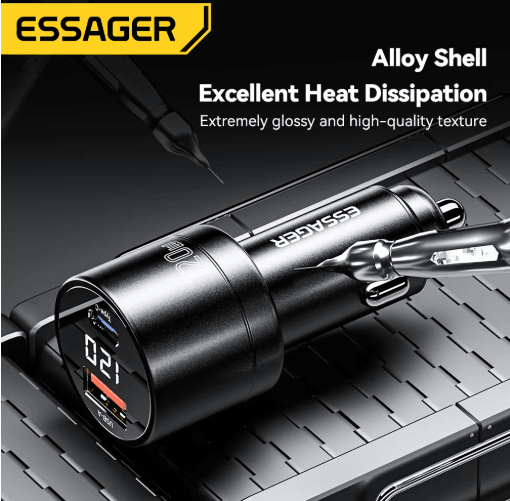 Essager 120W PD Car Charger QC 4.0 & PD 3.0 Fast USB C Adapter