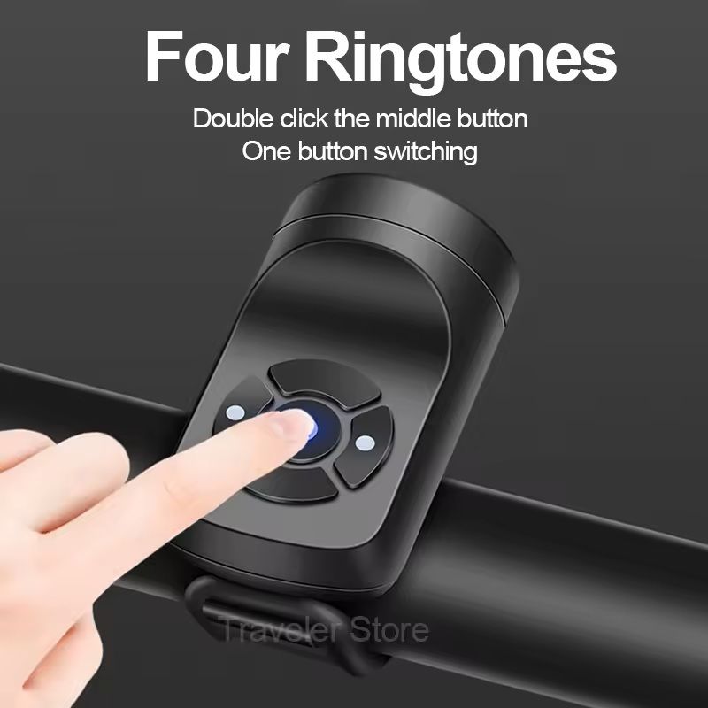 USB Rechargeable Electric Bike Bell with Anti-Theft Alarm