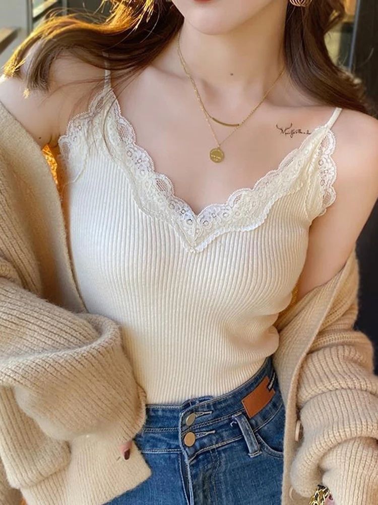 Coquette Lace Crop Tank Top – Korean Y2K Cute Sleeveless Cami 2026