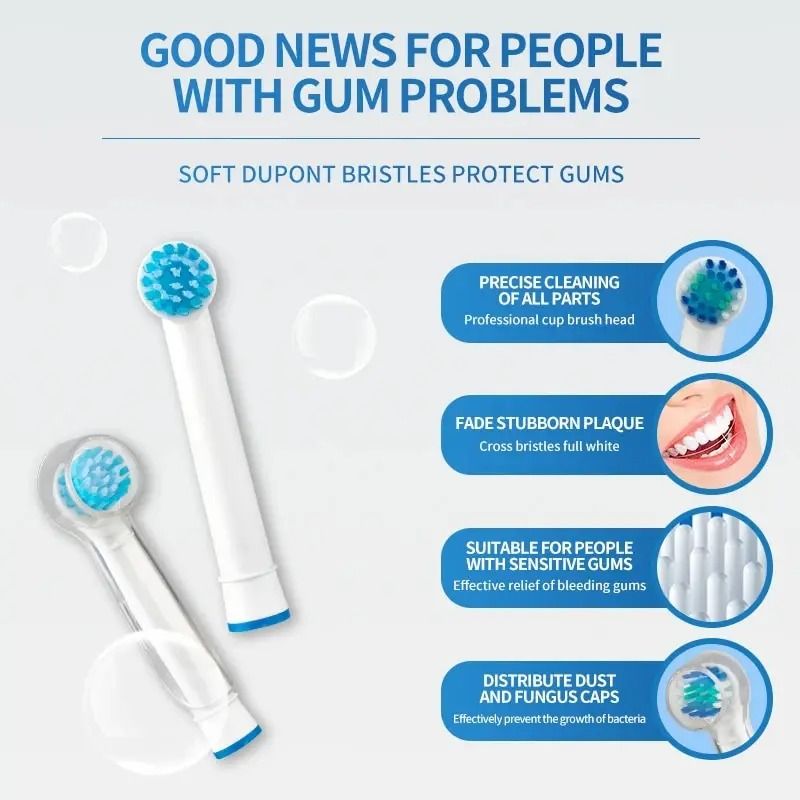 Universal Precision Clean Replacement Brush Heads for Oral-B | 8-Piece Value Pack