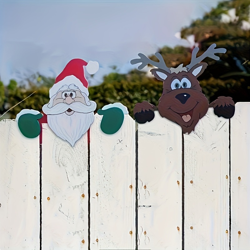 Christmas Fence Ornaments, Santa Clause Peeker, Yard Ornaments, Indoor Outdoor, DIY Festival Gift