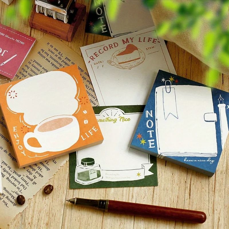 100pcs Fresh and Artistic Watercolor Hand-drawn Stationery Note Paper