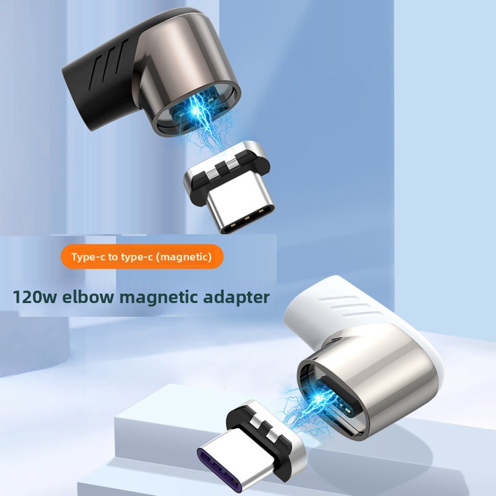 USB Type C Magnetic Adapter 90 Degree, Fast Charging Phone Magnetic Converter, Right Angle USB Connector for Laptop