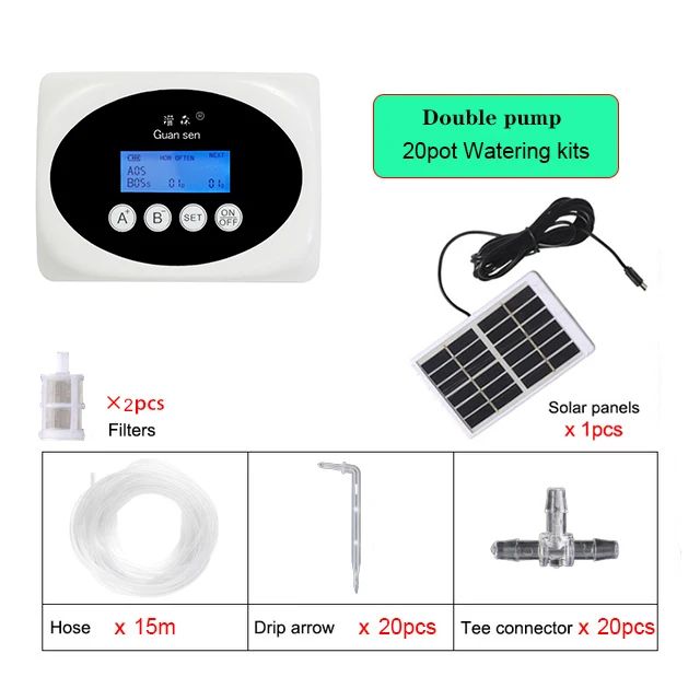 Solar Smart Drip Irrigation System with Dual Pump Automatic Watering Timer
