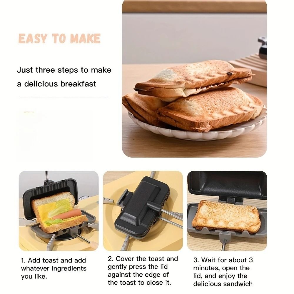 Dual Sided Non Stick Sandwich Maker Grill Press for Stove