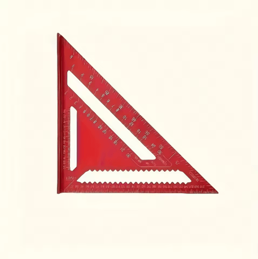 12 Inch Precision Triangle Ruler Red Aluminum Alloy Angle Finder with Metric Scalemea