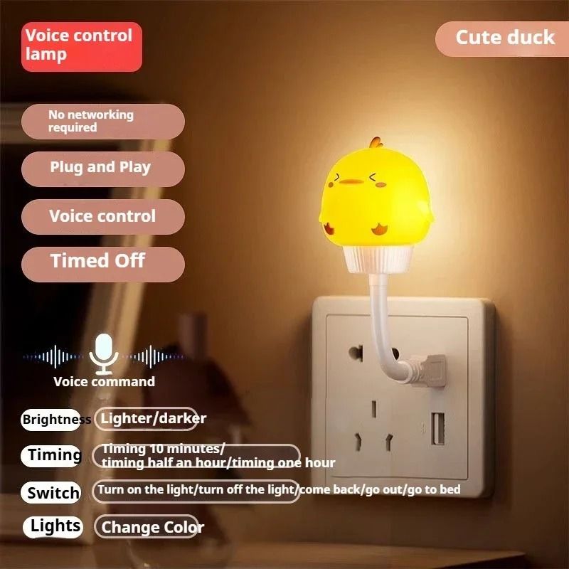 Cute Cartoon Voice Control LED Night Light