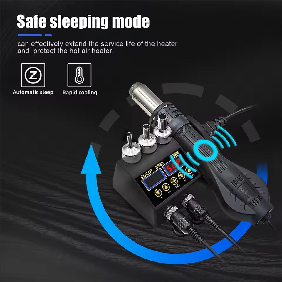 High-Power 2-in-1 Soldering Station with Hot Air Gun and Adjustable Temperature