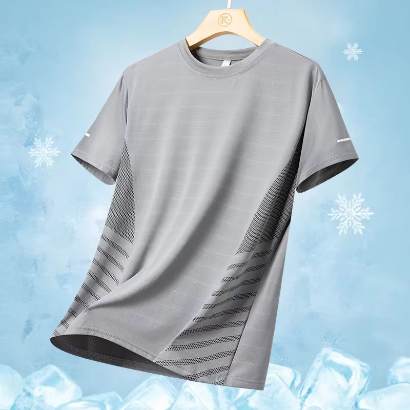 Men's Ice Silk Quick-Dry Reflective Running T-Shirt - Breathable Fitness Top (Up to 5XL)